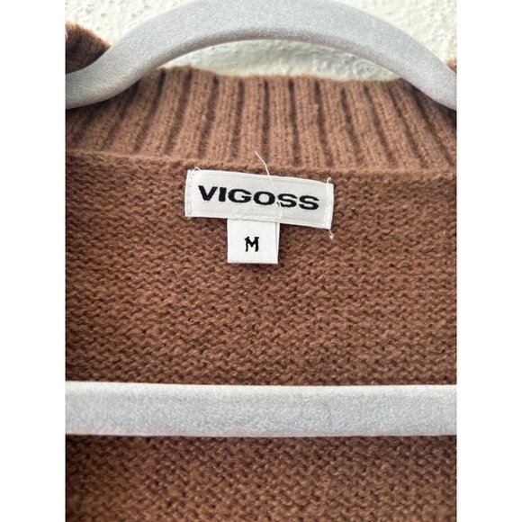 Vintage Inspired VIGOSS Brown Cardigan With Aztec  Pattern Button Closure - Picture 5 of 11